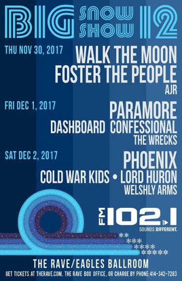 FM 102.1 Big Snow Show: Phoenix, Cold War Kids, Lord Huron & Welshly Arms at The Rave Eagles Club